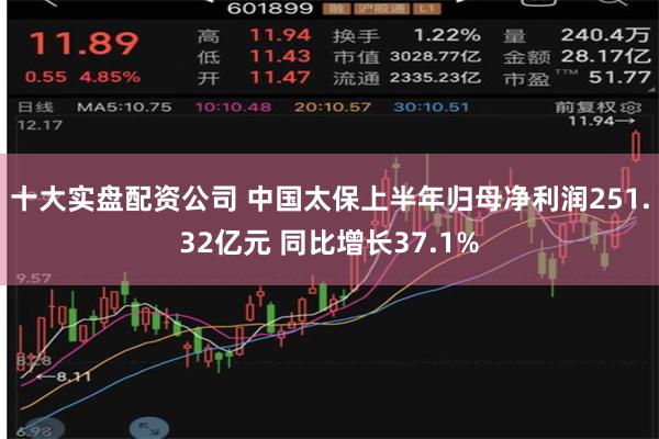 十大实盘配资公司 中国太保上半年归母净利润251.32亿元 同比增长37.1%